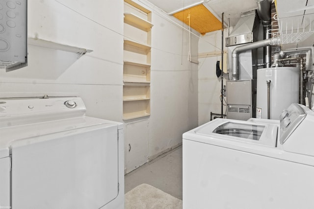 3710 N River Rd, Fort Gratiot, MI 48059 - washroom featuring independent washer and dryer, gas water heater, and heating unit