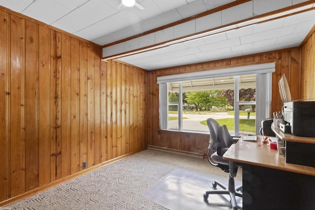 3710 N River Rd, Fort Gratiot, MI 48059 - carpeted home office featuring wood walls