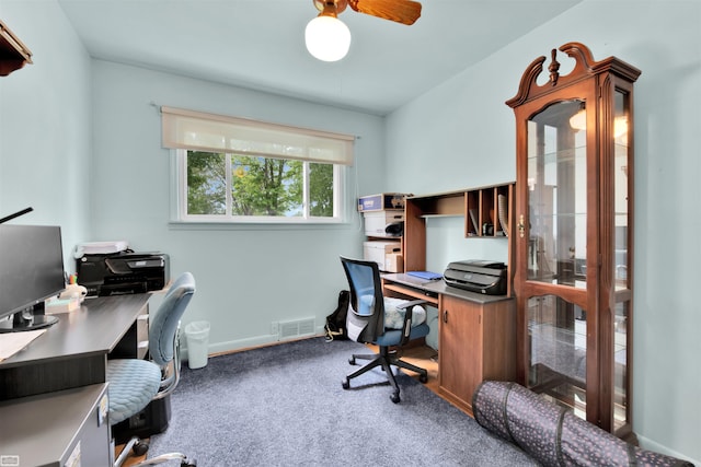 3582 David K Dr, Waterford, MI 48329 - carpeted home office with a ceiling fan and baseboards