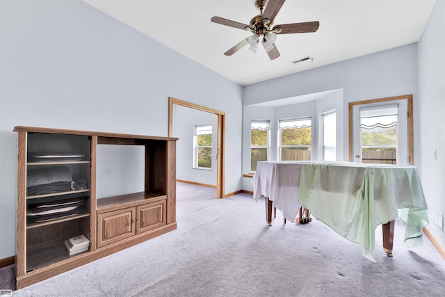 3582 David K Dr, Waterford, MI 48329 - unfurnished living room featuring carpet flooring, baseboards, and ceiling fan