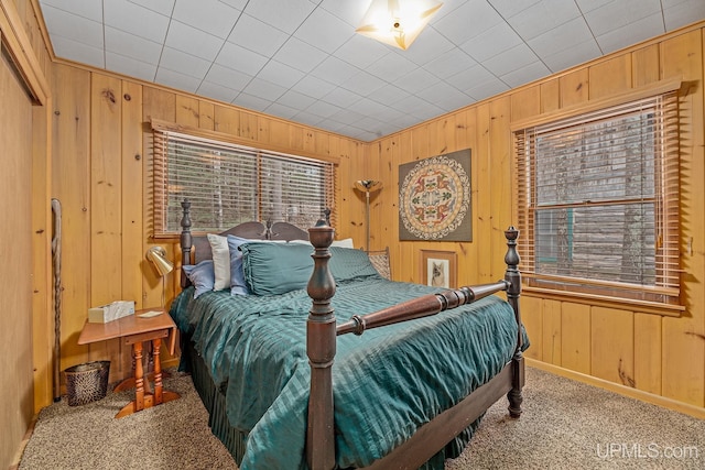 3172 Harry Patterson Dr, Phelps, WI 54554 - carpeted bedroom with wood walls and baseboards