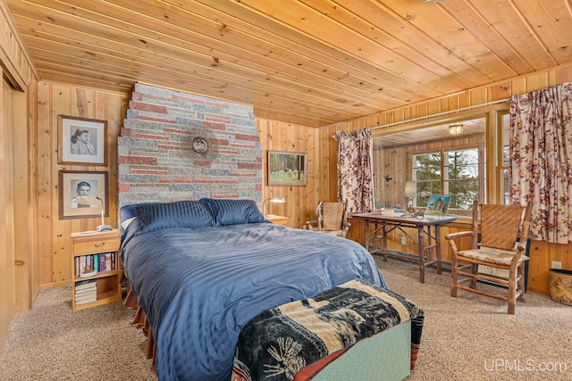 3172 Harry Patterson Dr, Phelps, WI 54554 - carpeted bedroom with wood walls and wooden ceiling