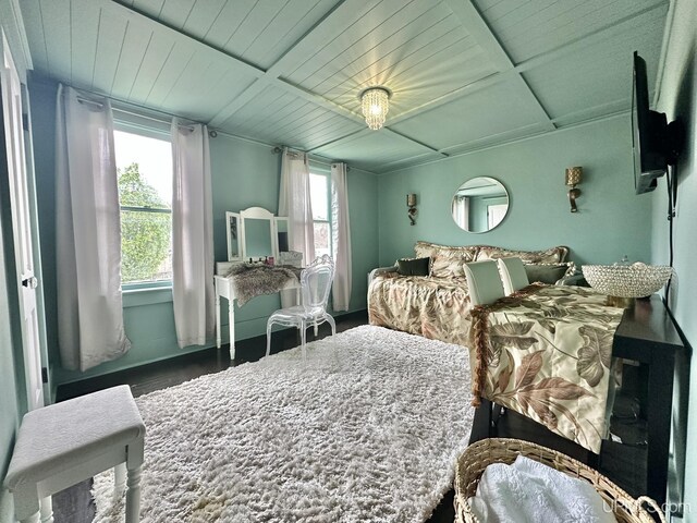 1217 S Kimberly Ave, Iron Mountain, MI 49801 - bedroom with wood finished floors and wood ceiling