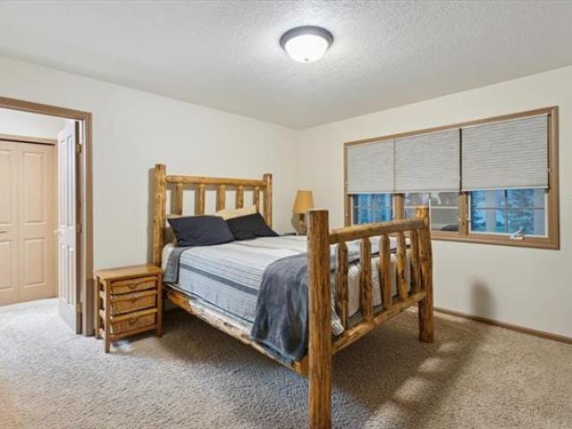 5631 W Spring Knoll Dr, Bay City, MI 48706 - carpeted bedroom with baseboards and a textured ceiling