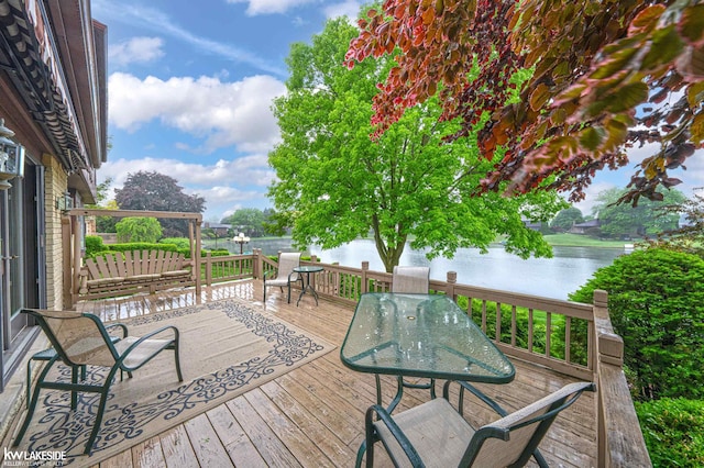 46713 Houghton Dr, Shelby Twp, MI 48315 - wooden deck with a water view