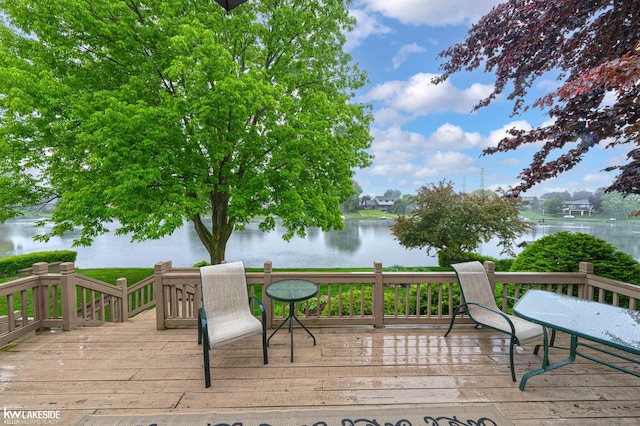 46713 Houghton Dr, Shelby Twp, MI 48315 - wooden deck featuring a water view
