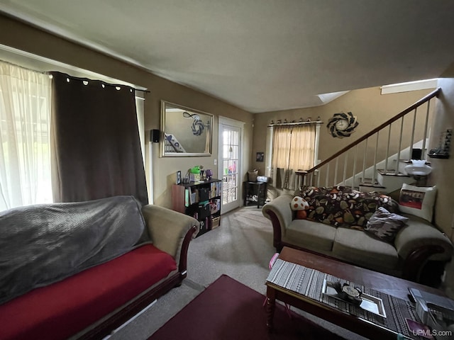 1110 N 2nd St, Ishpeming, MI 49849 - carpeted living area featuring stairs