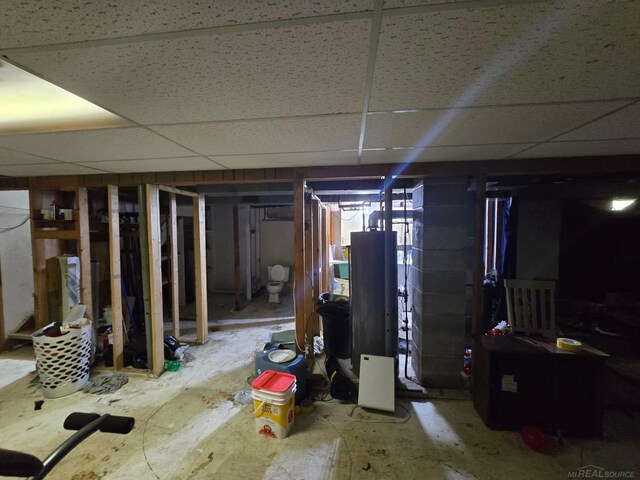 711 Moore St, Owosso, MI 48867 - below grade area with a drop ceiling