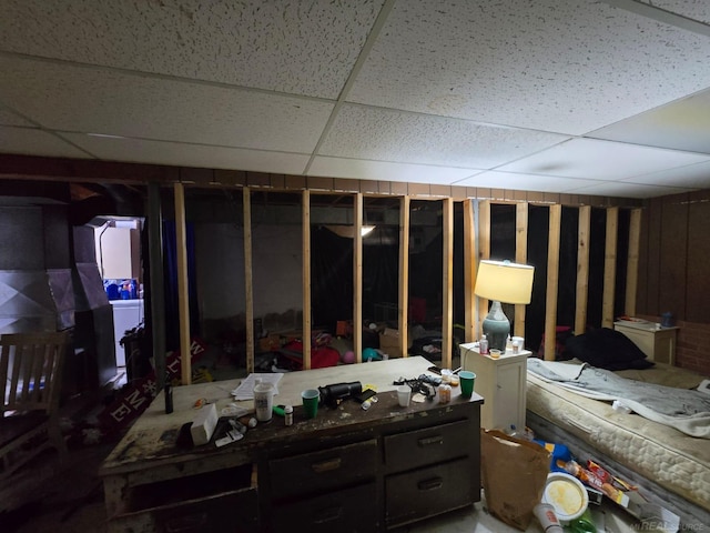 711 Moore St, Owosso, MI 48867 - basement featuring a drop ceiling