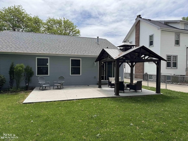 1741 Saint Clair River Dr, Algonac, MI 48001 - rear view of property with a gazebo, an outdoor hangout area, a patio area, and a shingled roof