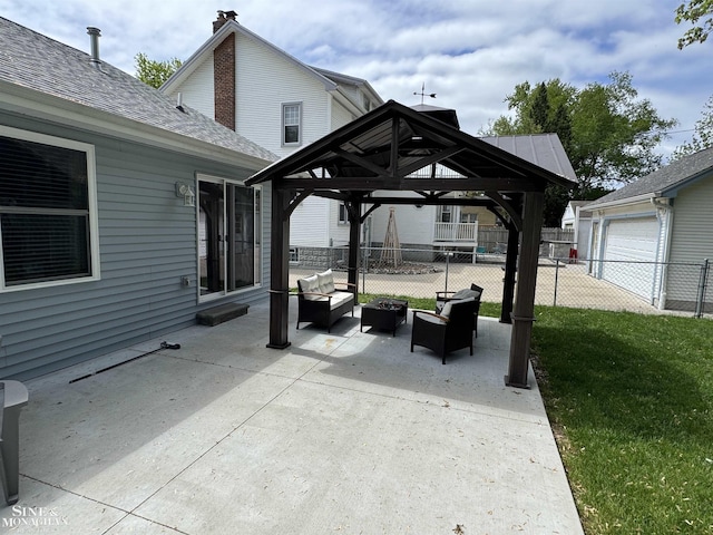 1741 Saint Clair River Dr, Algonac, MI 48001 - view of patio featuring a gazebo, an outdoor living space, and a garage