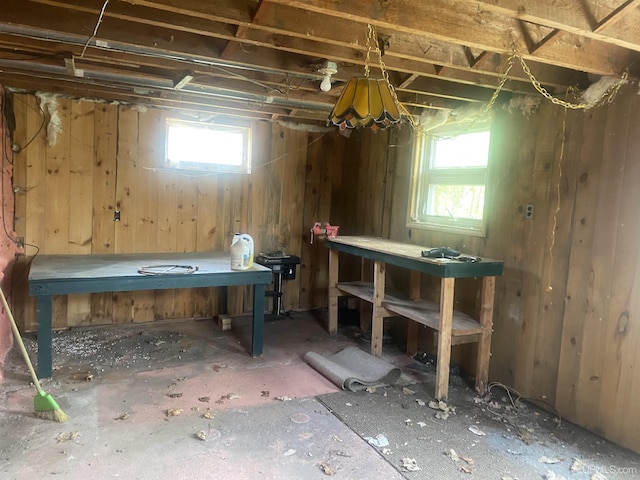 210 Birch St, Hancock, MI 49930 - below grade area featuring a workshop area and healthy amount of natural light
