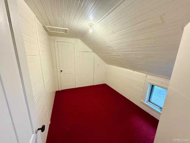 300 Jasper St, Ishpeming, MI 49849 - bonus room with lofted ceiling, wood ceiling, and carpet floors