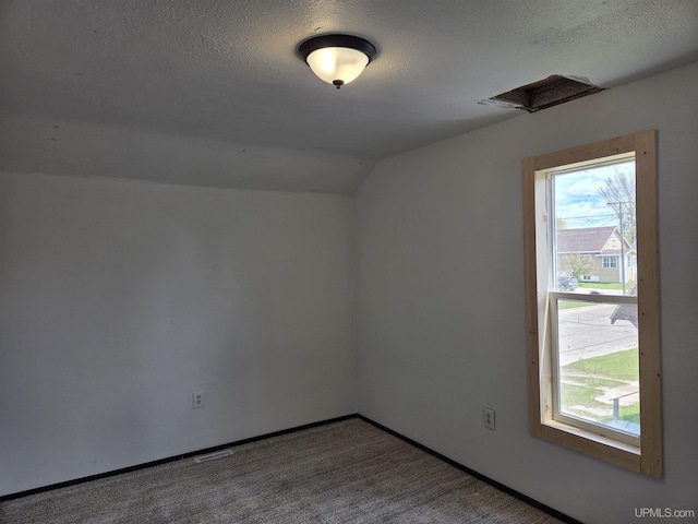 601 Range St, Manistique, MI 49854 - carpeted spare room with baseboards and lofted ceiling