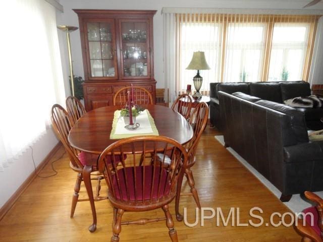 201 E Jewell St, Munising, MI 49862 - dining room with baseboards and light wood-style floors