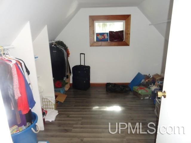 201 E Jewell St, Munising, MI 49862 - walk in closet with wood finished floors and lofted ceiling