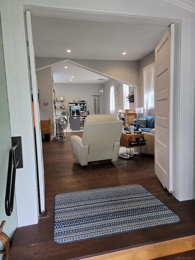 2450 N Lakeshore Rd, Carsonville, MI 48419 - living room featuring dark wood-type flooring and recessed lighting