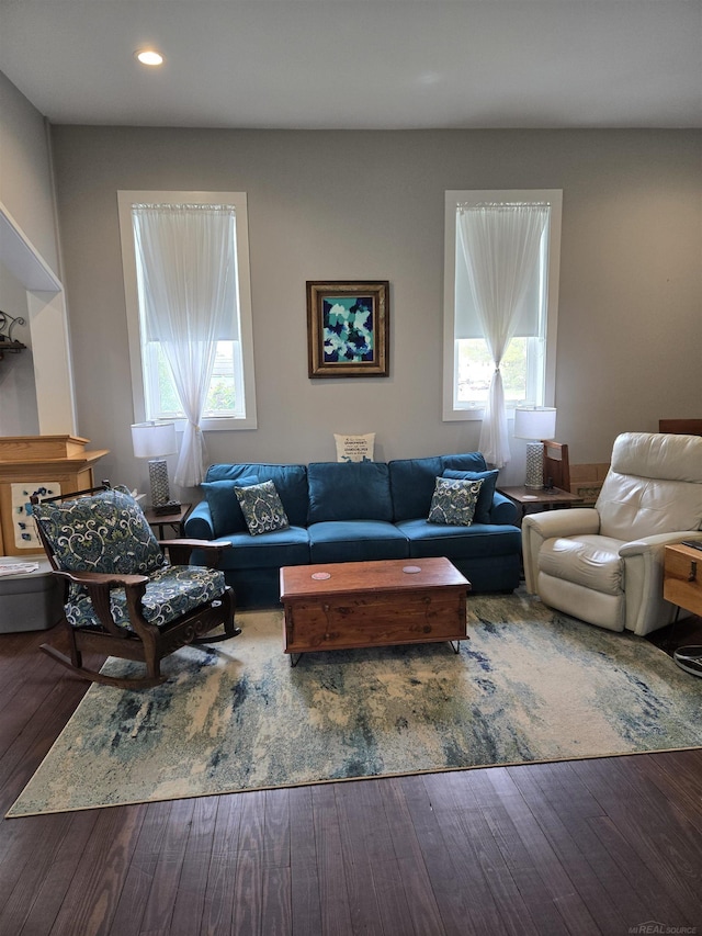 2450 N Lakeshore Rd, Carsonville, MI 48419 - living room featuring hardwood / wood-style flooring and recessed lighting
