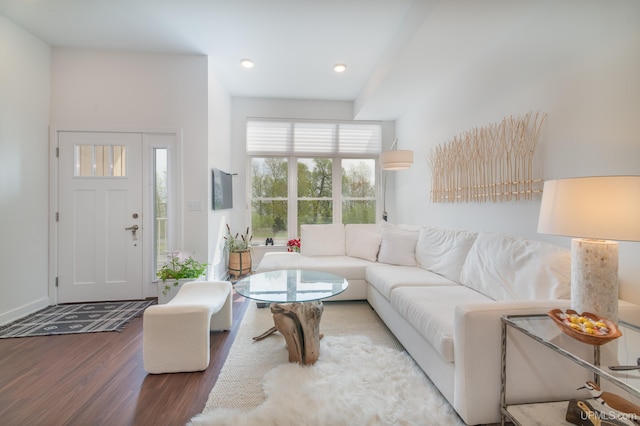 776 S Lakeshore Blvd, Marquette, MI 49855 - living room with wood finished floors, baseboards, and recessed lighting