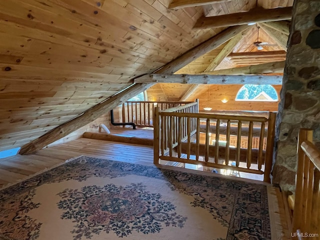 6856 Five Mile Point Rd, Allouez, MI 49805 - bonus room featuring wooden ceiling and hardwood / wood-style flooring