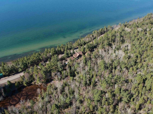 6856 Five Mile Point Rd, Allouez, MI 49805 - aerial view of property and surrounding area featuring a nearby body of water