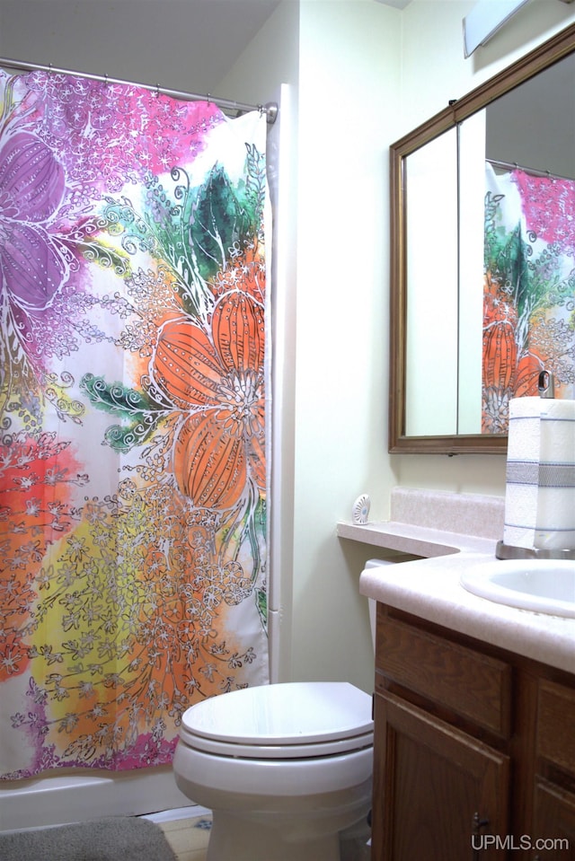 1001 Spruce St, Houghton, MI 49931 - full bath with vanity, toilet, and a shower with shower curtain