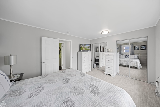 8878 Arlington Rd, White Lake, MI 48386 - bedroom featuring carpet flooring, crown molding, and multiple closets