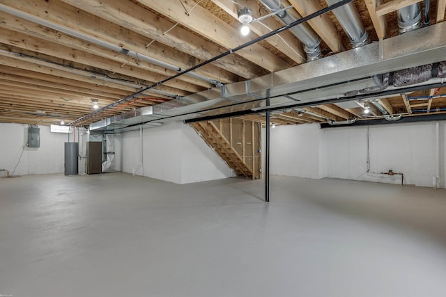 29126 Brooke Meadows Ct, Chesterfield, MI 48047 - unfinished basement with electric panel, stairs, and heating unit