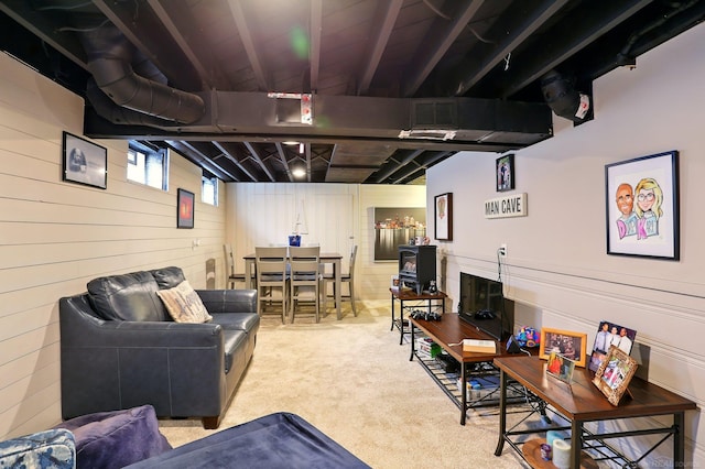 20647 Kenmore Ave, Harper Woods, MI 48225 - living area with carpet floors and wooden walls