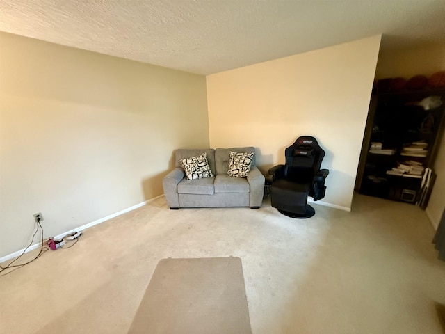 2222 Compton St, Saginaw, MI 48602 - living room featuring carpet floors, baseboards, and a textured ceiling