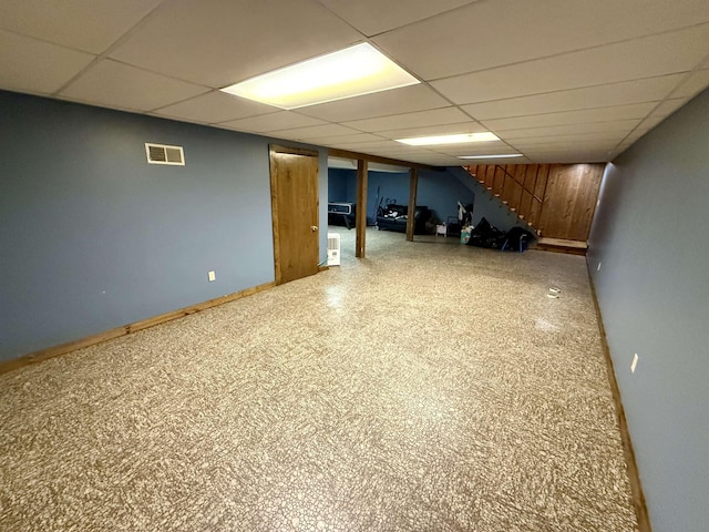 2222 Compton St, Saginaw, MI 48602 - finished below grade area with a drop ceiling and stairway