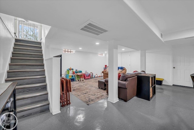 24080 Scotia Rd, Oak Park, MI 48237 - living area with stairway and recessed lighting
