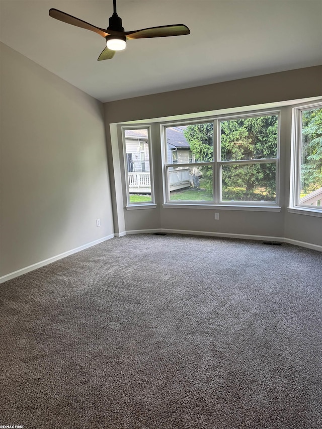16180 Scenic Dr, Clinton, MI 48038 - carpeted spare room featuring a ceiling fan and baseboards