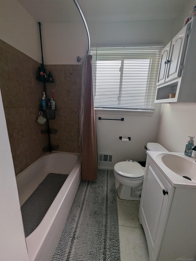 13610 Gander Ave, Warren, MI 48088 - full bathroom with toilet, vanity, tile patterned flooring, and shower / tub combo with curtain