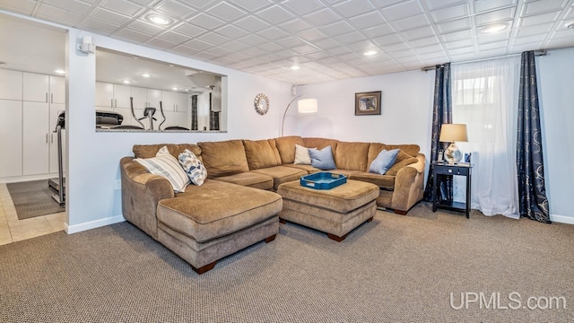 1128 E E St, Iron Mountain, MI 49801 - living room with carpet flooring, recessed lighting, and baseboards
