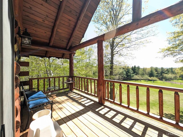 4537 Ii Rd, Garden, MI 49835 - deck featuring a lawn