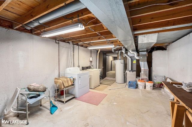 6019 Kingsfield Dr, West Bloomfield, MI 48322 - unfinished below grade area with water heater and separate washer and dryer