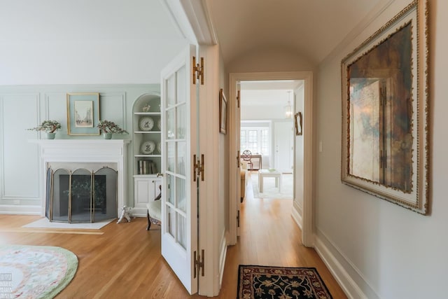 257 Ridge Rd, Grosse Pointe Farms, MI 48236 - corridor with light wood-type flooring and lofted ceiling