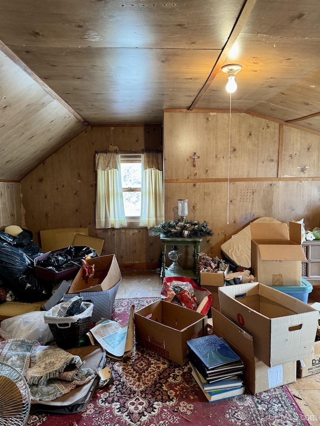 7848 Cole St, Rapid River, MI 49878 - additional living space featuring lofted ceiling and wood walls