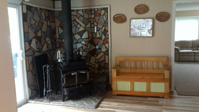 4158 Scott Ct, Gladwin, MI 48624 - detailed view of a wood stove and wood finished floors