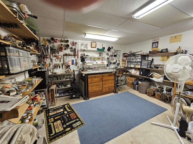 2051 Town Rd M Rd, Florence T-Wi, WI 54121 - misc room featuring a paneled ceiling, a workshop area, and concrete floors