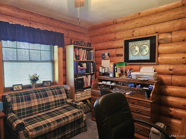 2051 Town Rd M Rd, Florence T-Wi, WI 54121 - office area featuring rustic walls