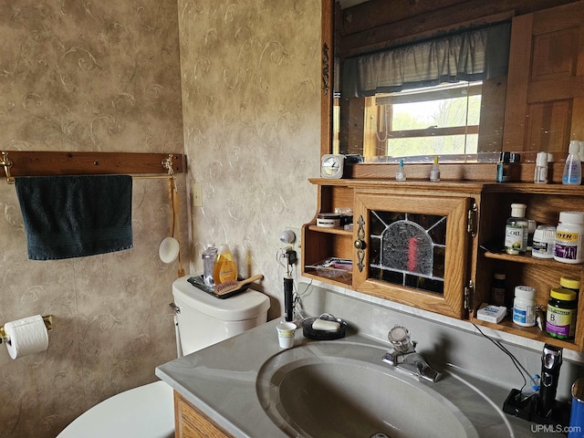 2051 Town Rd M Rd, Florence T-Wi, WI 54121 - bathroom featuring a textured wall, toilet, and vanity