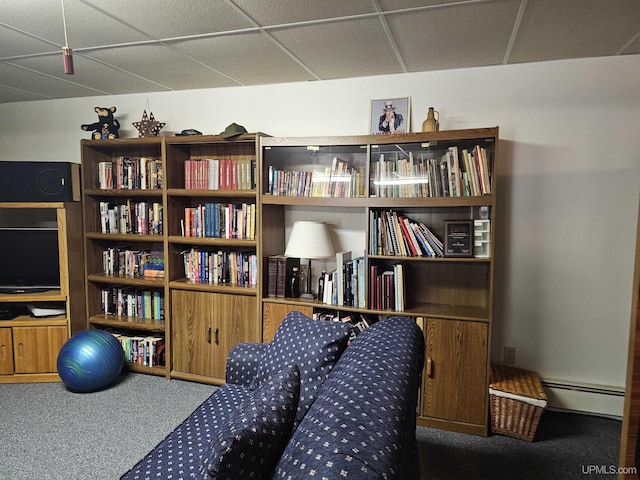 2051 Town Rd M Rd, Florence T-Wi, WI 54121 - sitting room with a baseboard heating unit, carpet flooring, and a paneled ceiling