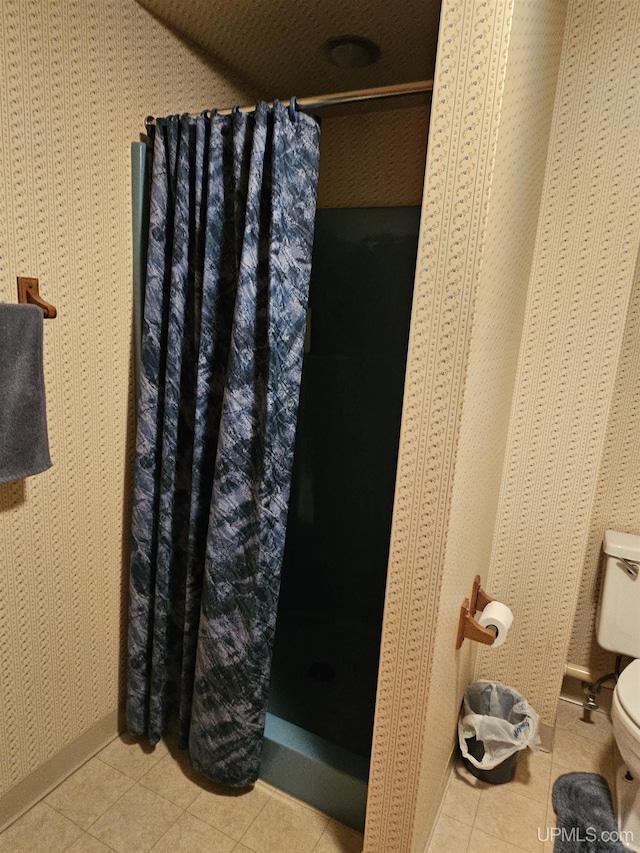 2051 Town Rd M Rd, Florence T-Wi, WI 54121 - bathroom featuring toilet, a closet, a shower with curtain, and tile patterned flooring