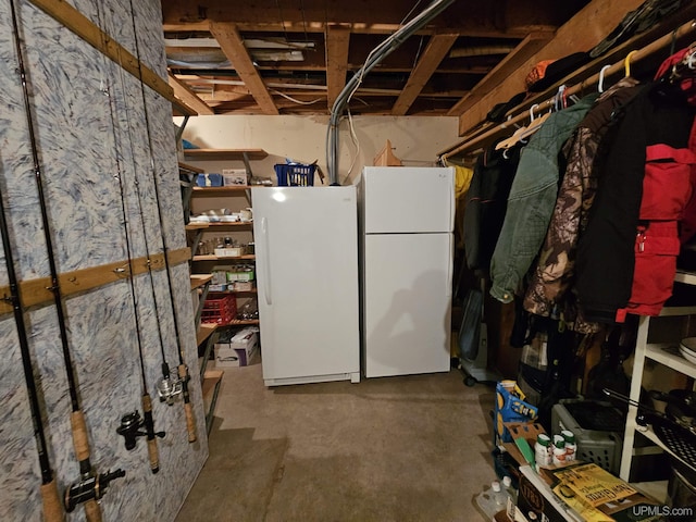 2051 Town Rd M Rd, Florence T-Wi, WI 54121 - unfinished basement with freestanding refrigerator