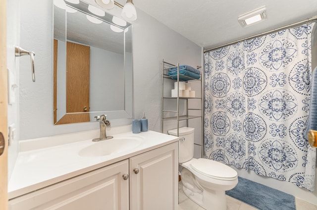 122 Shady Grove Ln, Roscommon, MI 48653 - full bath with vanity, toilet, tile patterned flooring, and shower / tub combo