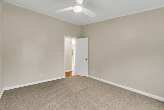 2100 Rowe Rd, Applegate, MI 48401 - unfurnished room with crown molding, carpet floors, ceiling fan, and baseboards