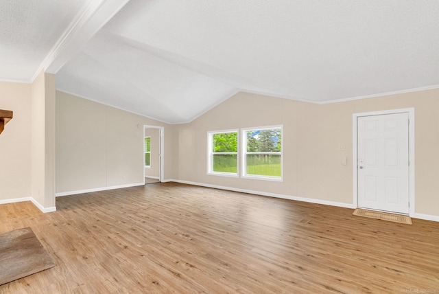 2100 Rowe Rd, Applegate, MI 48401 - unfurnished living room with light wood finished floors, baseboards, and crown molding