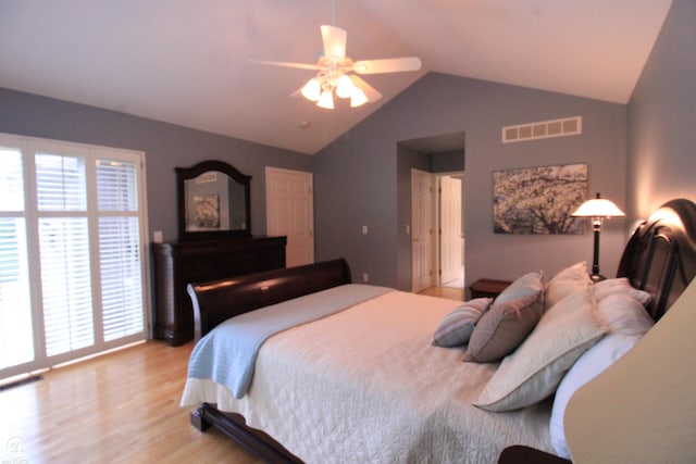 50887 Nature Dr, New Baltimore, MI 48047 - bedroom with vaulted ceiling, light wood finished floors, and a ceiling fan